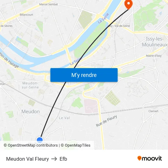 Meudon Val Fleury to Efb map