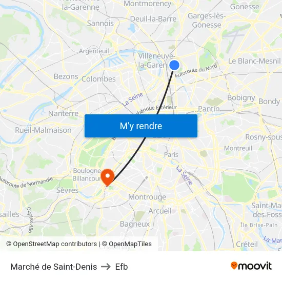 Marché de Saint-Denis to Efb map