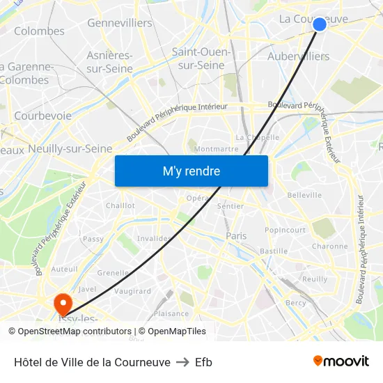 Hôtel de Ville de la Courneuve to Efb map