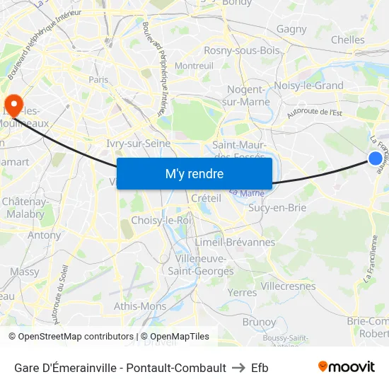 Gare D'Émerainville - Pontault-Combault to Efb map