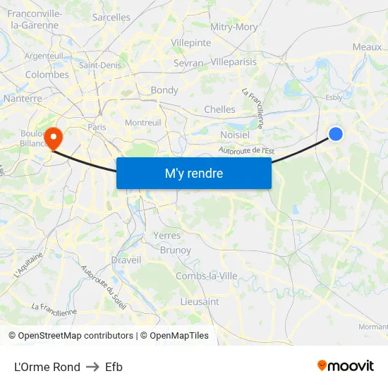 L'Orme Rond to Efb map