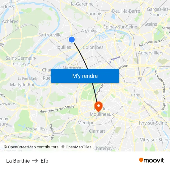La Berthie to Efb map
