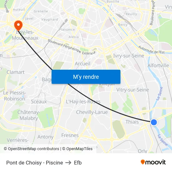 Pont de Choisy - Piscine to Efb map