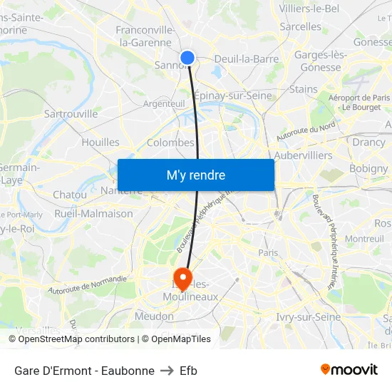 Gare D'Ermont - Eaubonne to Efb map