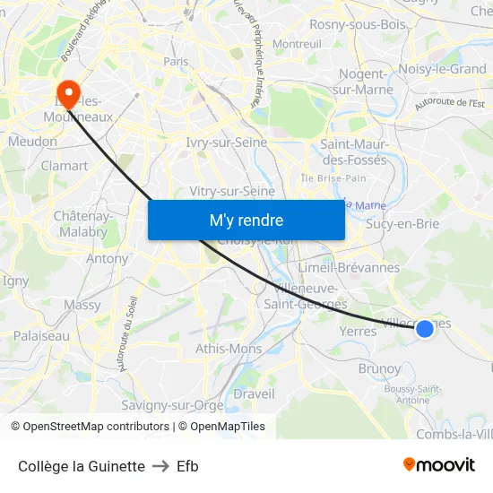 Collège la Guinette to Efb map