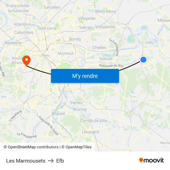 Les Marmousets to Efb map