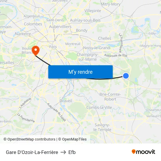 Gare D'Ozoir-La-Ferrière to Efb map