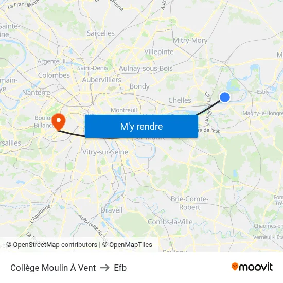Collège Moulin À Vent to Efb map