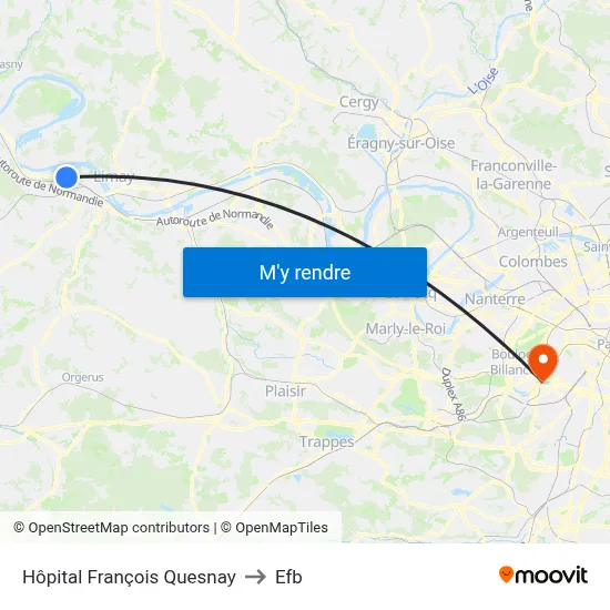 Hôpital François Quesnay to Efb map