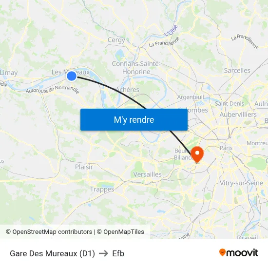 Gare Des Mureaux (D1) to Efb map