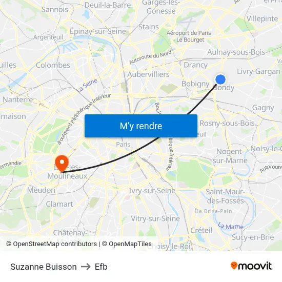 Suzanne Buisson to Efb map