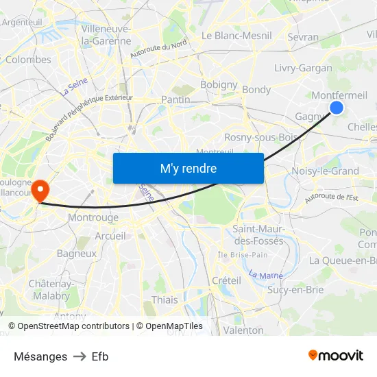 Mésanges to Efb map