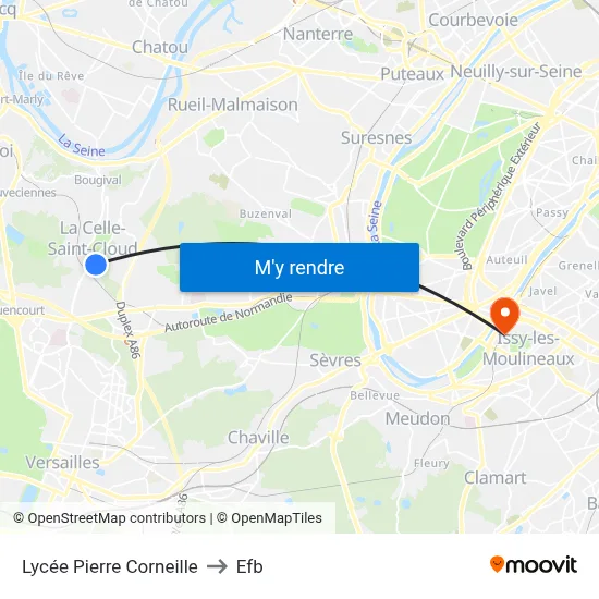 Lycée Pierre Corneille to Efb map