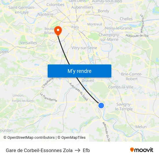 Gare de Corbeil-Essonnes (Rue Emile Zola) to Efb map