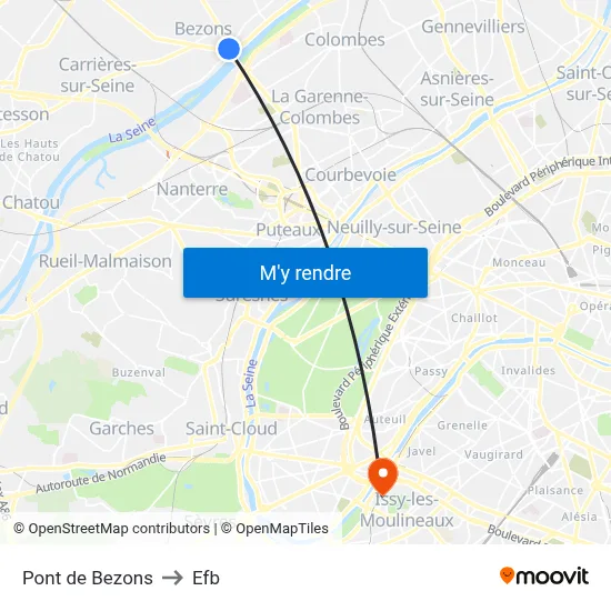 Pont de Bezons to Efb map