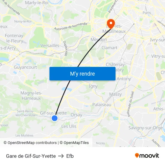 Gare de Gif-Sur-Yvette to Efb map