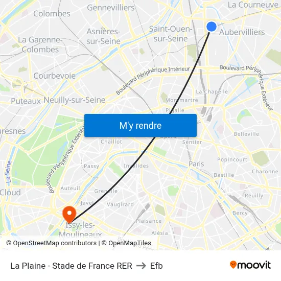 La Plaine - Stade de France RER to Efb map