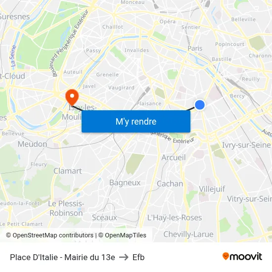 Place D'Italie - Mairie du 13e to Efb map