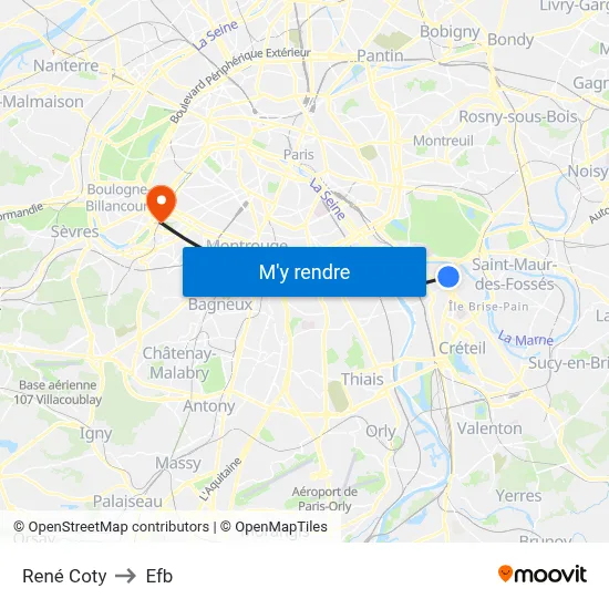 René Coty to Efb map