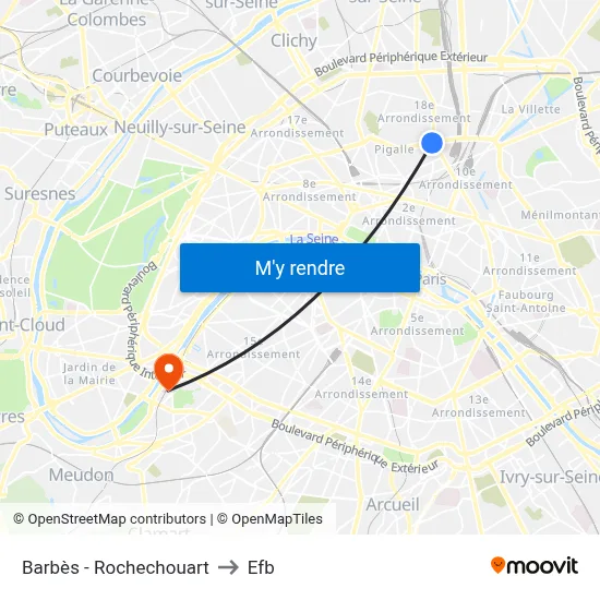 Barbès - Rochechouart to Efb map