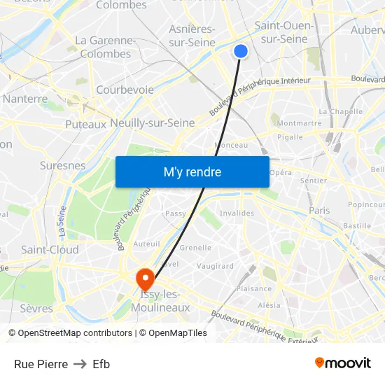 Rue Pierre to Efb map