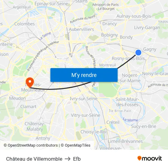 Château de Villemomble to Efb map