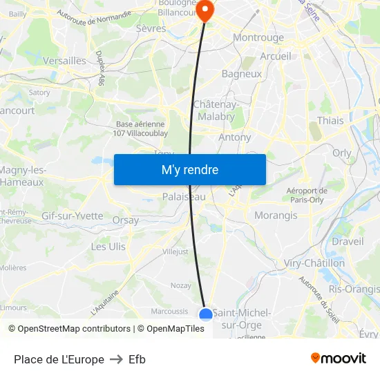 Place de L'Europe to Efb map
