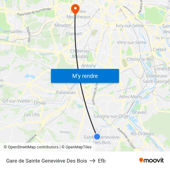 Gare de Sainte Geneviève Des Bois to Efb map