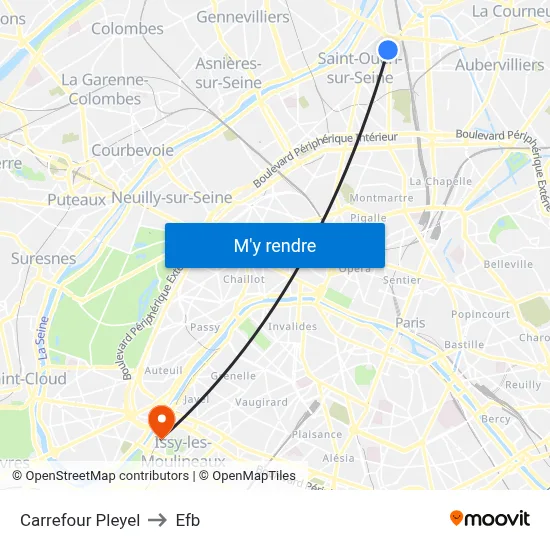 Carrefour Pleyel to Efb map
