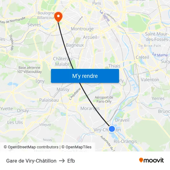 Gare de Viry-Châtillon to Efb map