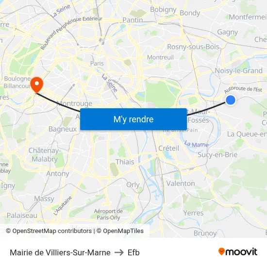 Mairie de Villiers-Sur-Marne to Efb map