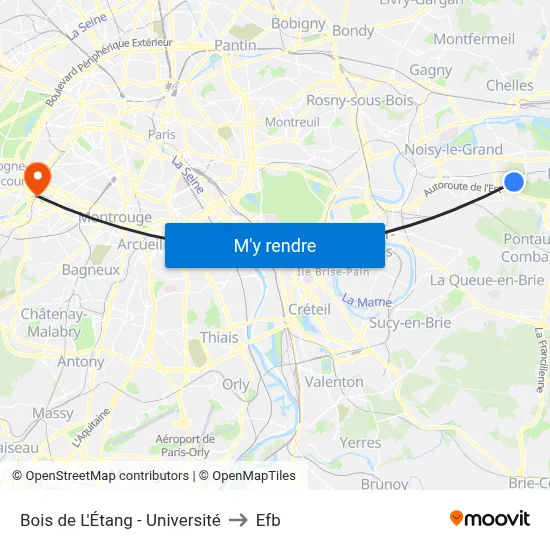 Bois de L'Étang - Université to Efb map