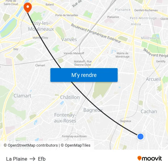 La Plaine to Efb map