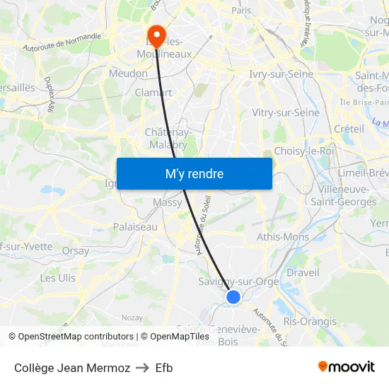 Collège Jean Mermoz to Efb map