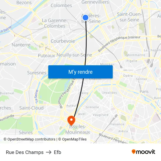 Rue Des Champs to Efb map