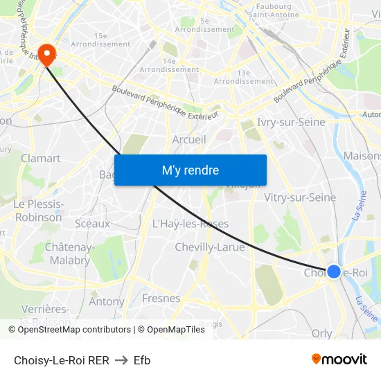 Choisy-Le-Roi RER to Efb map