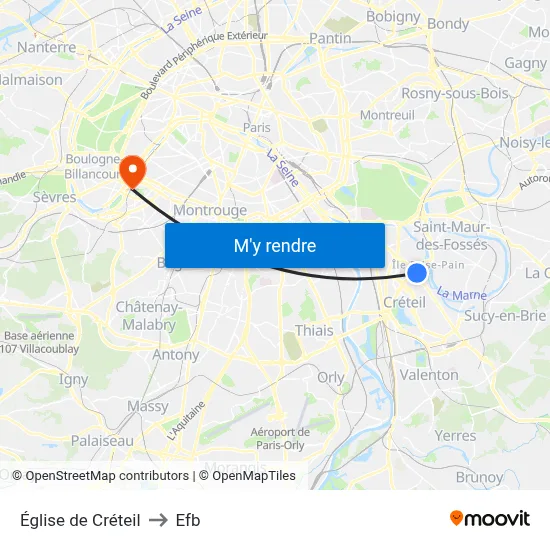 Église de Créteil to Efb map
