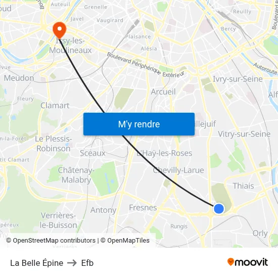 La Belle Épine to Efb map