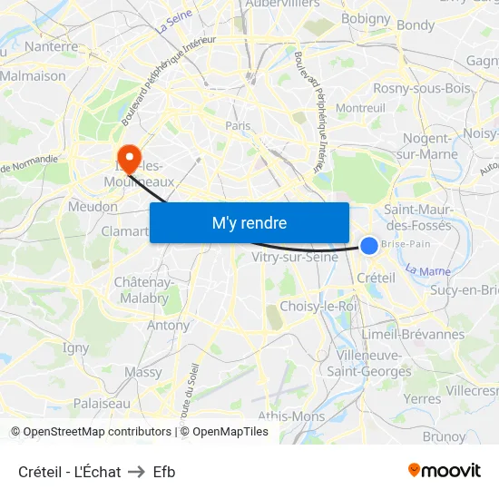 Créteil - L'Échat to Efb map