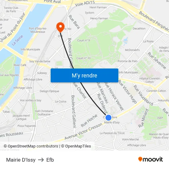 Mairie D'Issy to Efb map