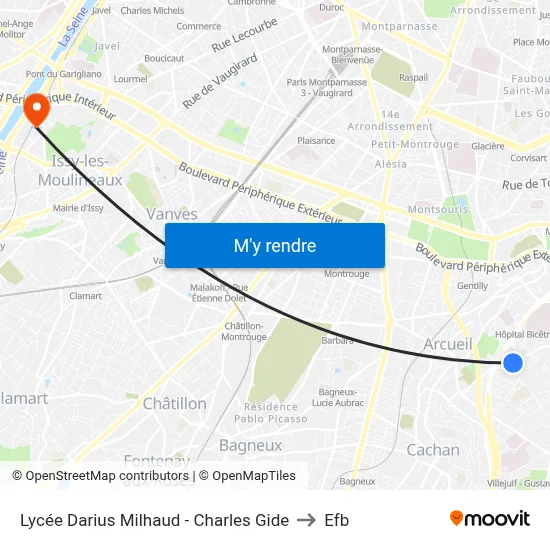 Lycée Darius Milhaud - Charles Gide to Efb map