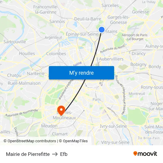 Mairie de Pierrefitte to Efb map