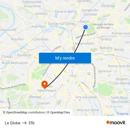 Le Globe to Efb map