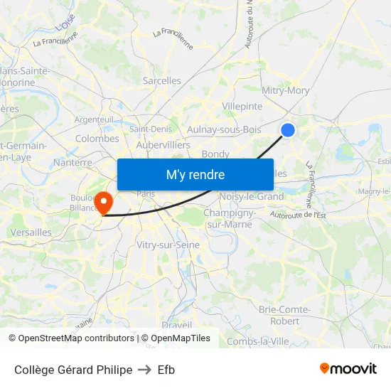 Collège Gérard Philipe to Efb map