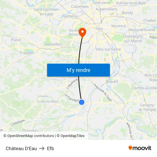 Château D'Eau to Efb map