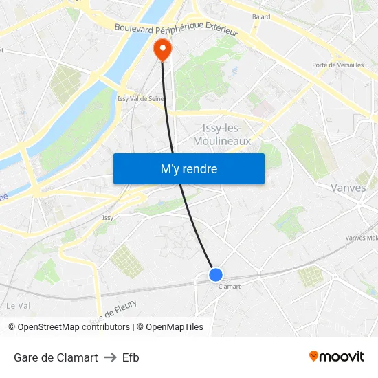 Gare de Clamart to Efb map