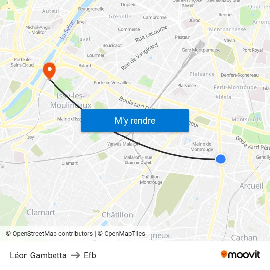 Léon Gambetta to Efb map
