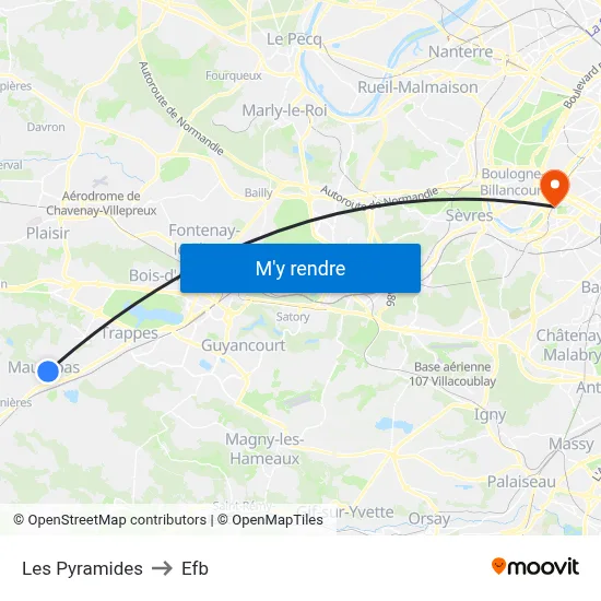 Les Pyramides to Efb map