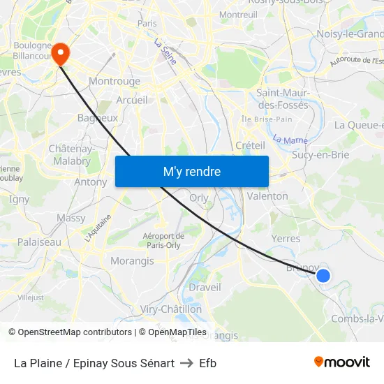 La Plaine / Epinay Sous Sénart to Efb map