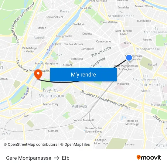Gare Montparnasse to Efb map